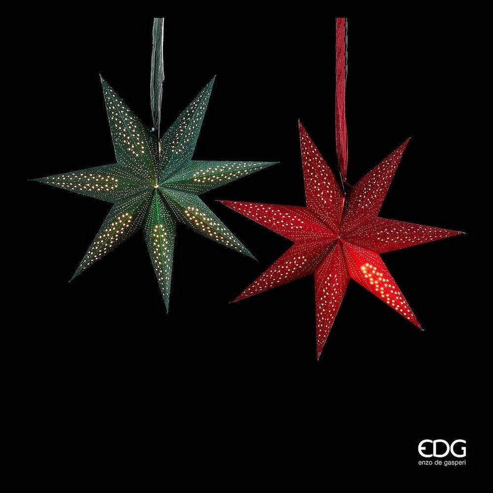 Stella di carta luminosa traforata con portalampada Ø 45 cm edg