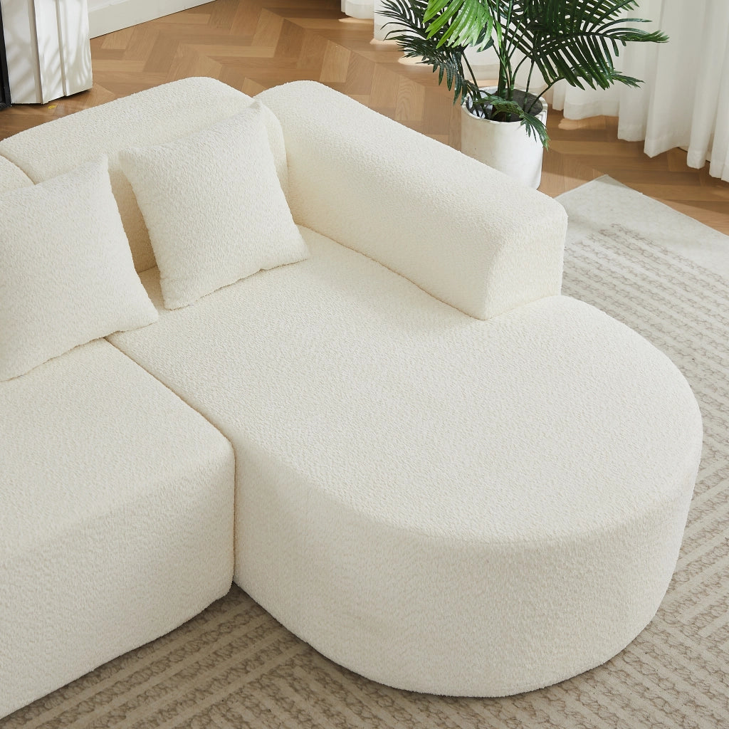 Divano angolare con chaise longue a destra e 3 cuscini schienale in chenille