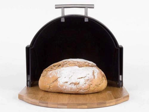 Scatola per il pane in legno, nero/bambù, piccola, rettangolare, impilabile