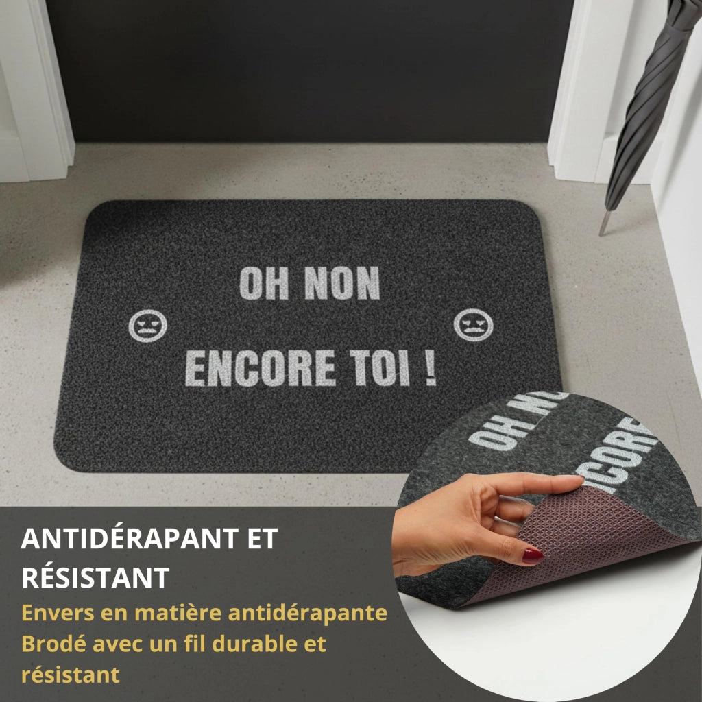 Tappetino per porta, dimensioni 60x40 cm, antiscivolo, spessore 6 mm, con ricamo divertente, lavabile