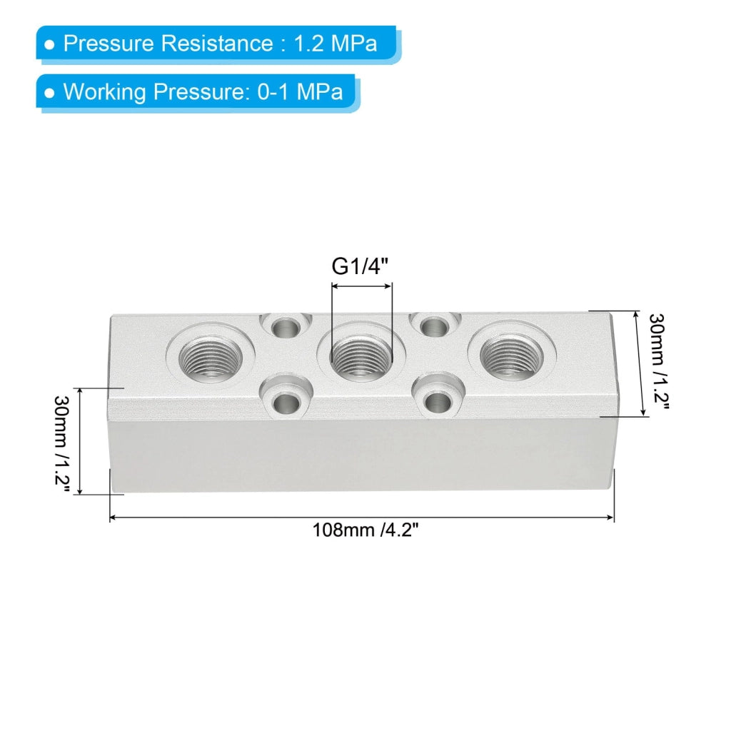 Divisore d'aria a 3 vie e 5 uscite, con attacchi G1/2" e G1/4", in alluminio, colore blu