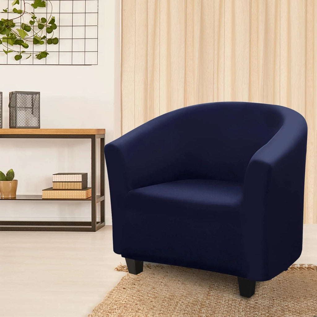 Copertura elastica per poltrona, colore blu navy, lunghezza da 65 a 90 cm
