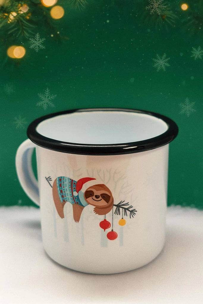 Tazza in smalto a tema natalizio con sloth, 300 ml – Tazza per bambini