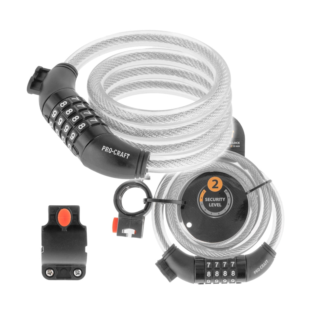 Lucchetto a combinazione per bici Procraft SC1200.12C, cavo in acciaio Ø 12 mm, lunghezza 1200 mm