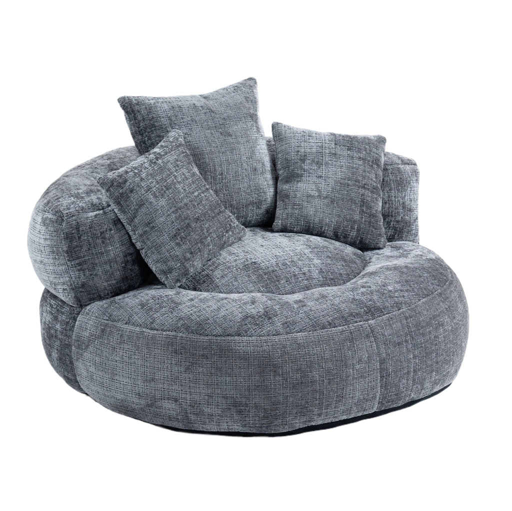 Poltrona lounge 108x108x52 cm in tessuto chenille grigio, senza montaggio