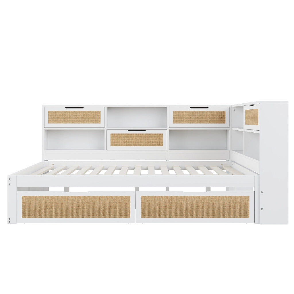 Letto alla francese 140x200 bianco con due cassetti