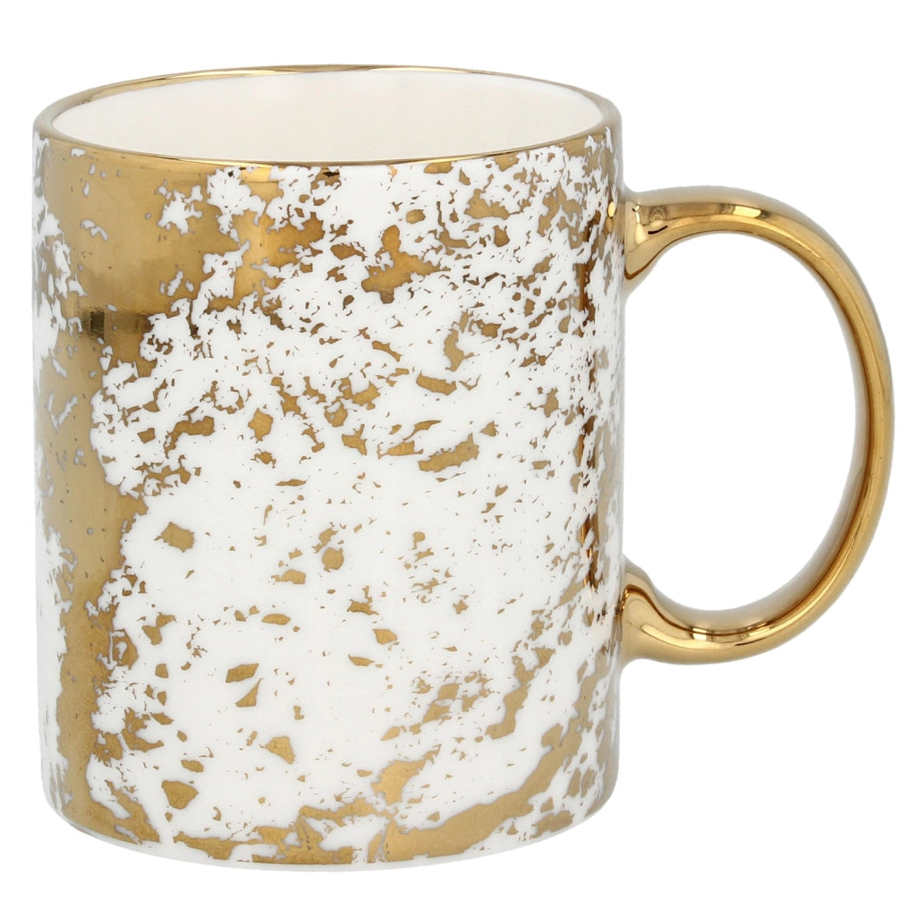 Tazza in porcellana bianca e dorata, capacità 340 ml – eleganti tazze per bevande calde