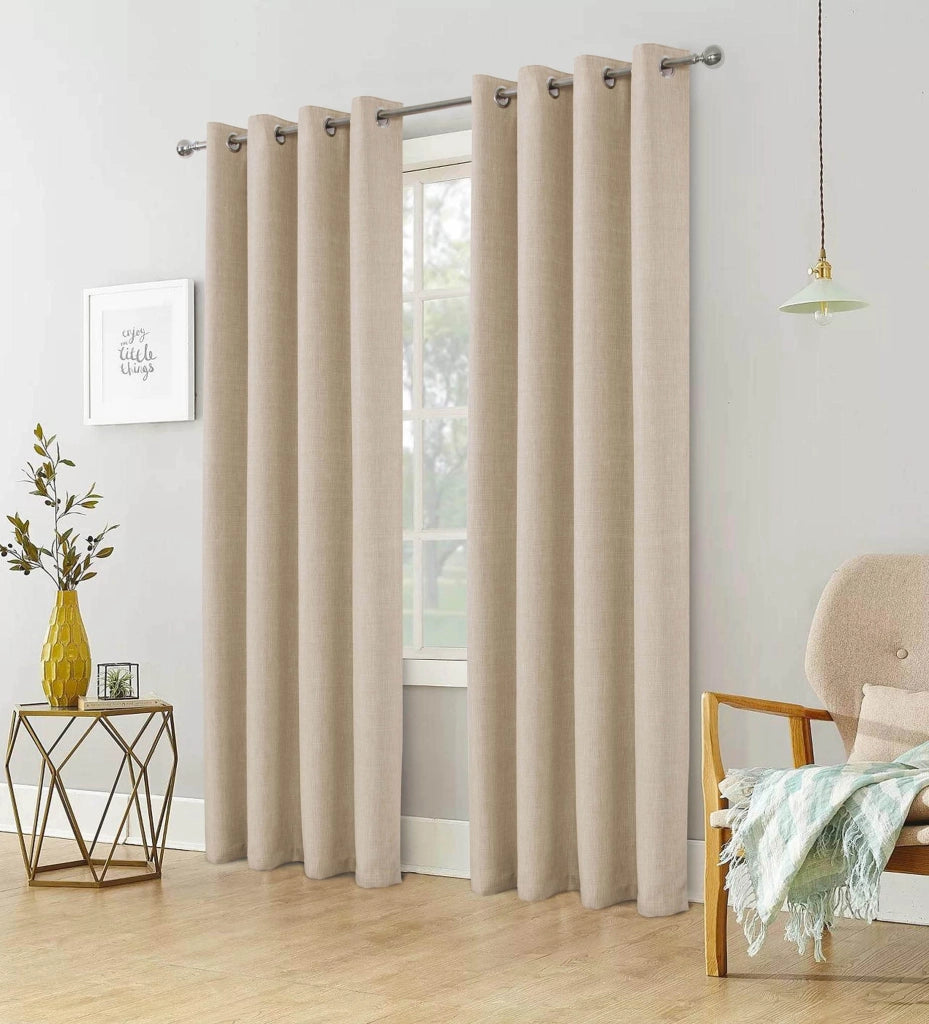 Tende oscuranti, set da 2, 137x160 cm, beige, con passanti, in poliestere