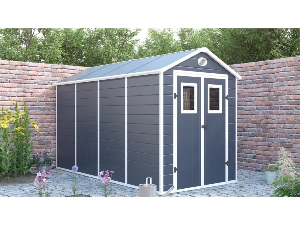 Casetta da giardino in resina "Texas" - 5,23 m² - Kit di ancoraggio incluso - Antracite