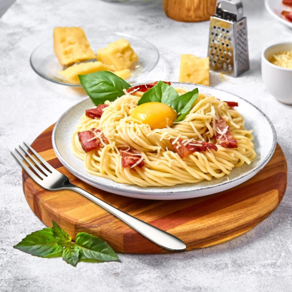 Set di 12 forchette da tavola, lunghezza 20,5 cm, in acciaio inossidabile lucido