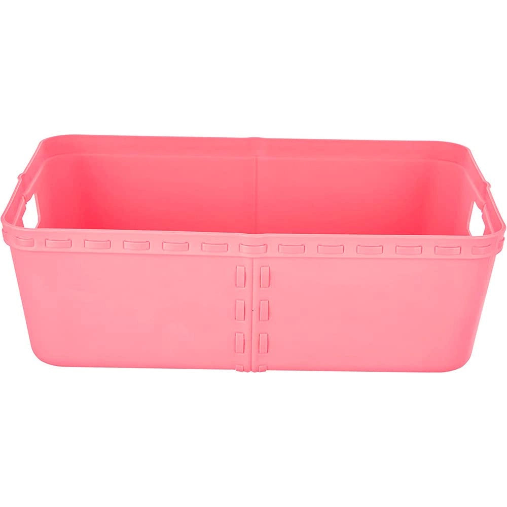 Set di 3 cesti portaoggetti, in plastica, color rosa, dimensioni 35x24x11 cm