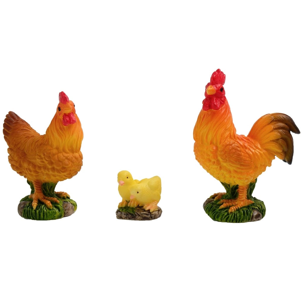 Set di ornamenti per galline in miniatura 3 pezzi gallo gallina pulcino micro paesaggio decorazioni in resina per decorazione micro paesaggio