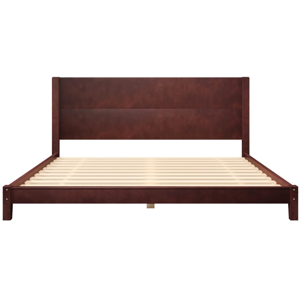 Letto piattaforma 180x200 cm con testiera e rete a doghe, marrone