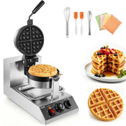 Macchina per Waffle Belga UWF-2205 in Acciaio Inox 1300W Piastra Antiaderente Rotonda 190,5 mm Regolabile 50-300 ℃ per Casa
