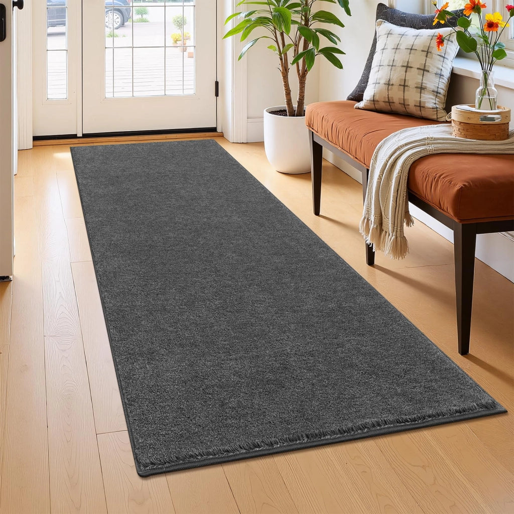 Tappetino antiscivolo, 80x150 cm, morbido, lavabile in lavatrice, bianco e nero