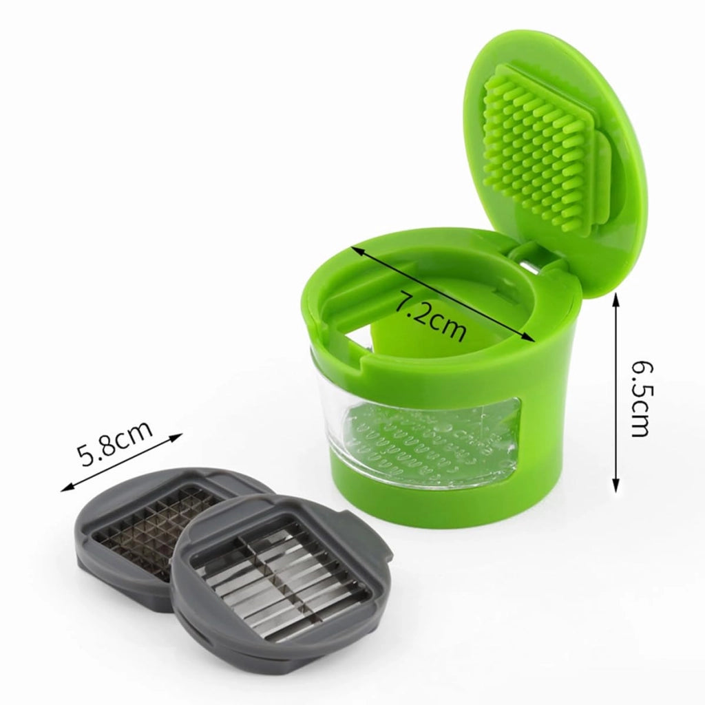 Spremiaglio, spremi-erbe, affettatrice per cipolle, design compatto, colore verde