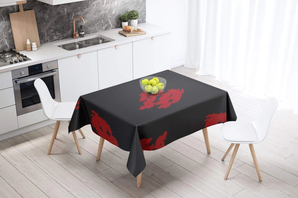 Tovaglia 140x140 cm, in poliestere, idrorepellente, colore rosso/nero