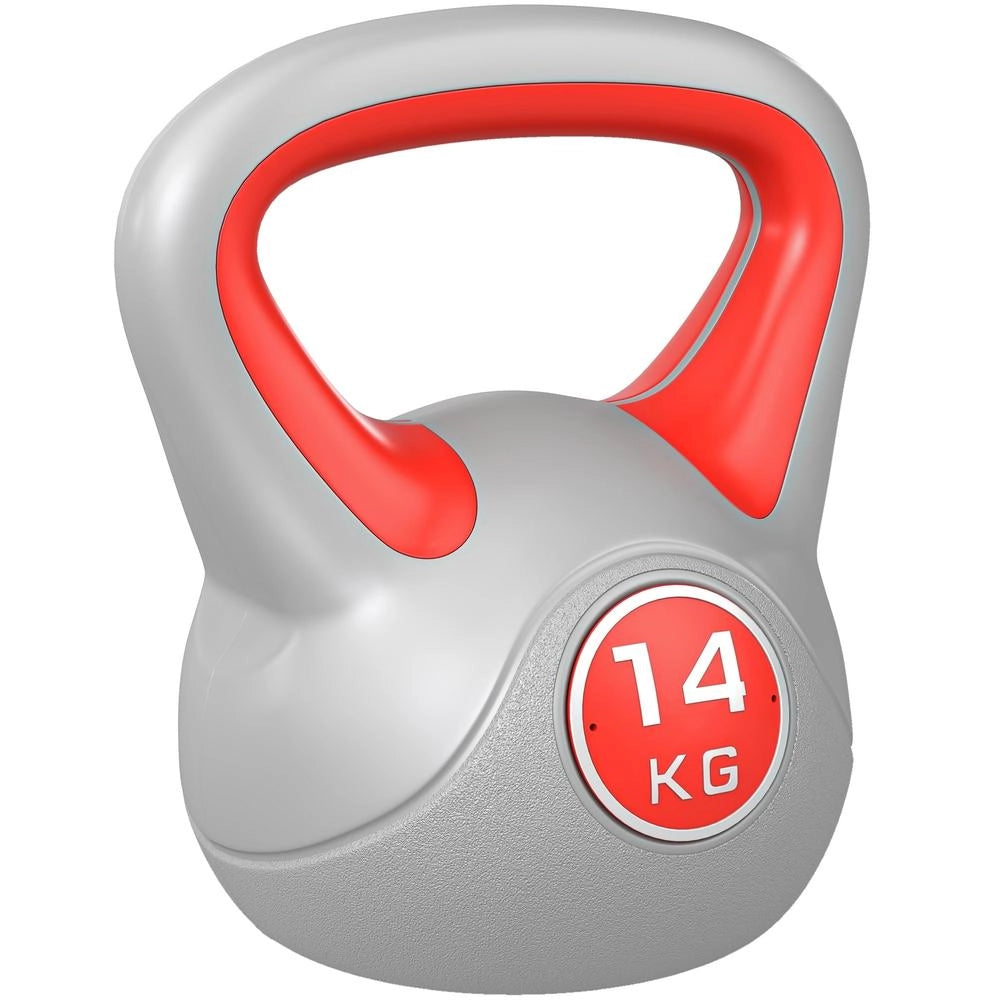 Kettlebell 14 kg Rosso con Impugnatura Ergonomica per Allenamento e Fitness a Casa, 26 x 18 x 32 cm