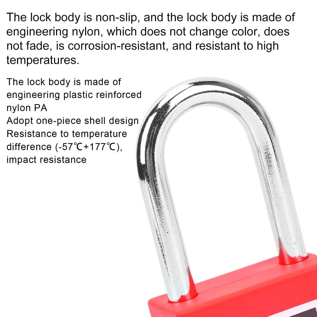 Set di 10 lucchetti in nylon, colore rosso, conformi agli standard OSHA