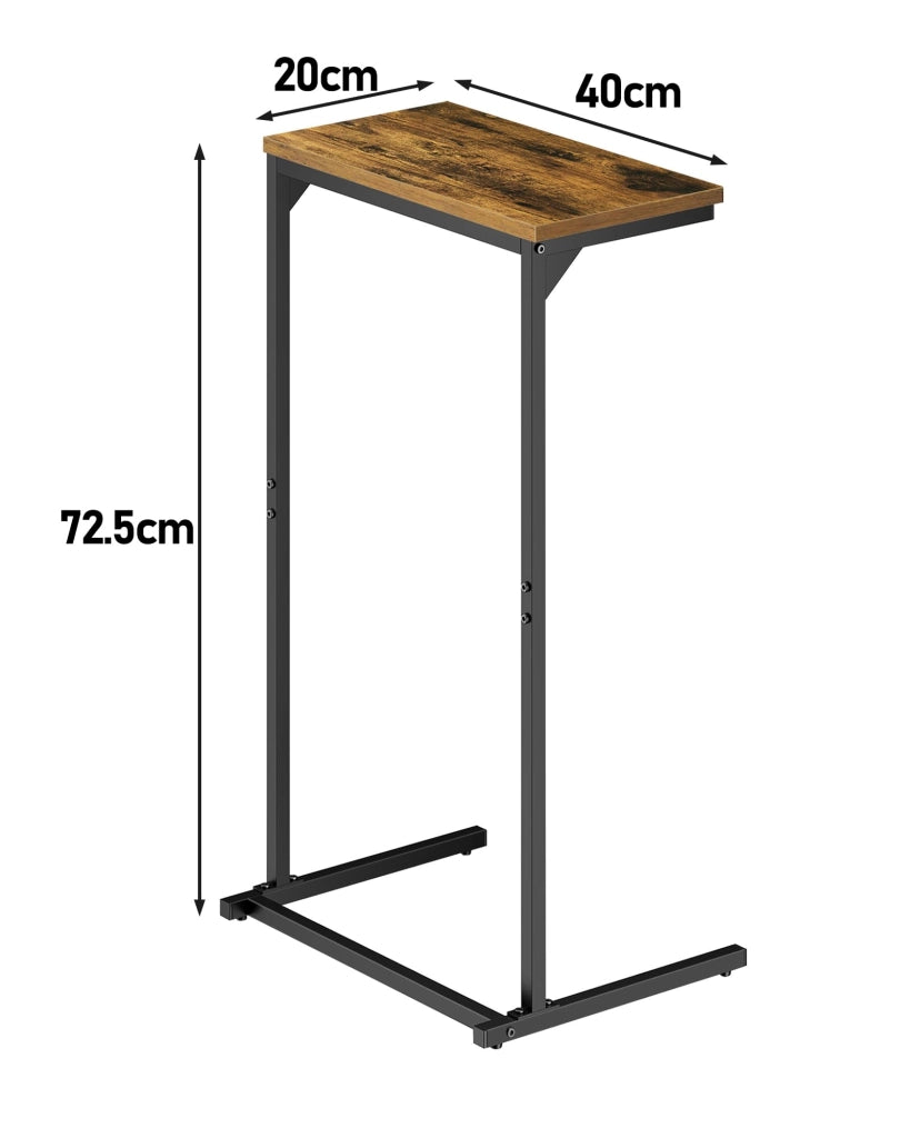 Tavolino laterale a forma di C, 72,9 cm, color marrone, ideale per divani e camere da letto