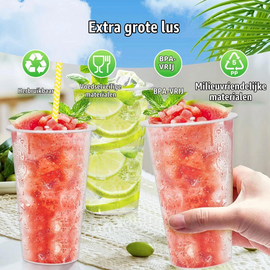Set di bicchieri da festa, 50 pezzi, capacità 500 ml, con cannucce