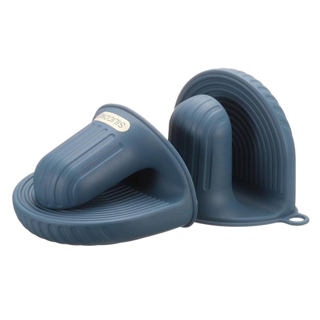 2 pezzi mini guanti da forno in silicone, resistenti al calore, proteggi-dita per Airfryer, cucina, cottura e forno, blu scuro