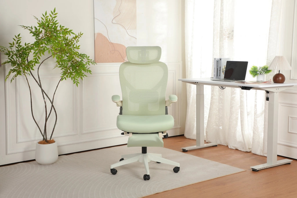 Sedia da ufficio ergonomica pieghevole, 67 cm, altezza 102-129 cm, verde