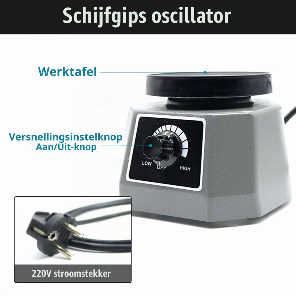 Vibratore per gesso, 220 V, 100 W, con regolazione continua della vibrazione, dimensioni 14 x 15 x 11 cm