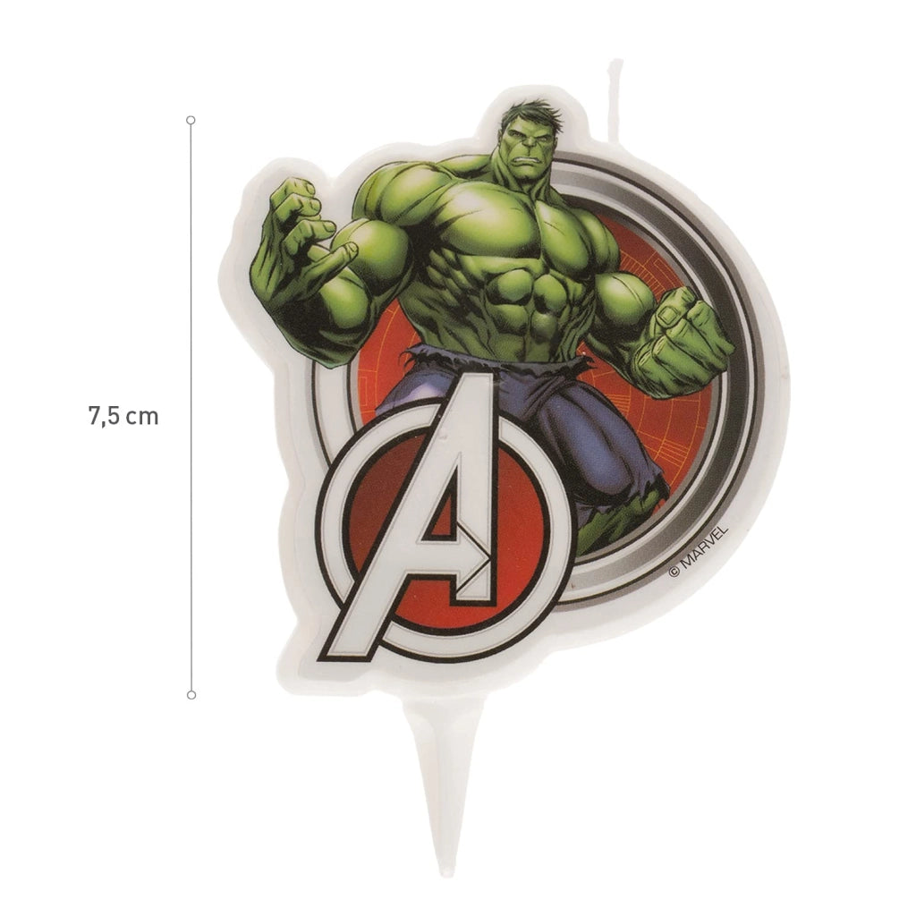Candeline a forma di Hulk degli Avengers, in 2D, alte 7,5 cm, per torte