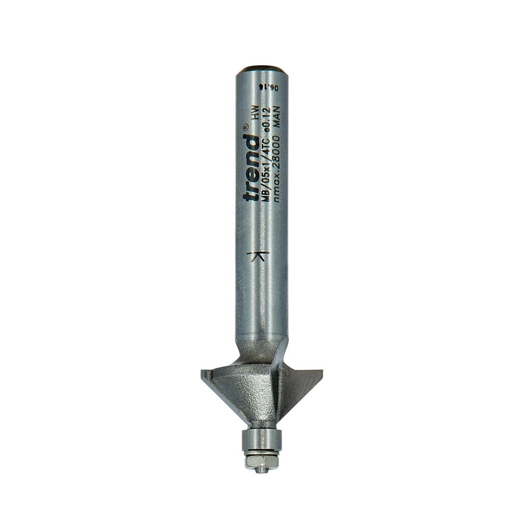 Fresa per smussi in miniatura gambo 1/4", 45°, diametro 14,3 mm, lunghezza di taglio 6,35 mm, metallo duro