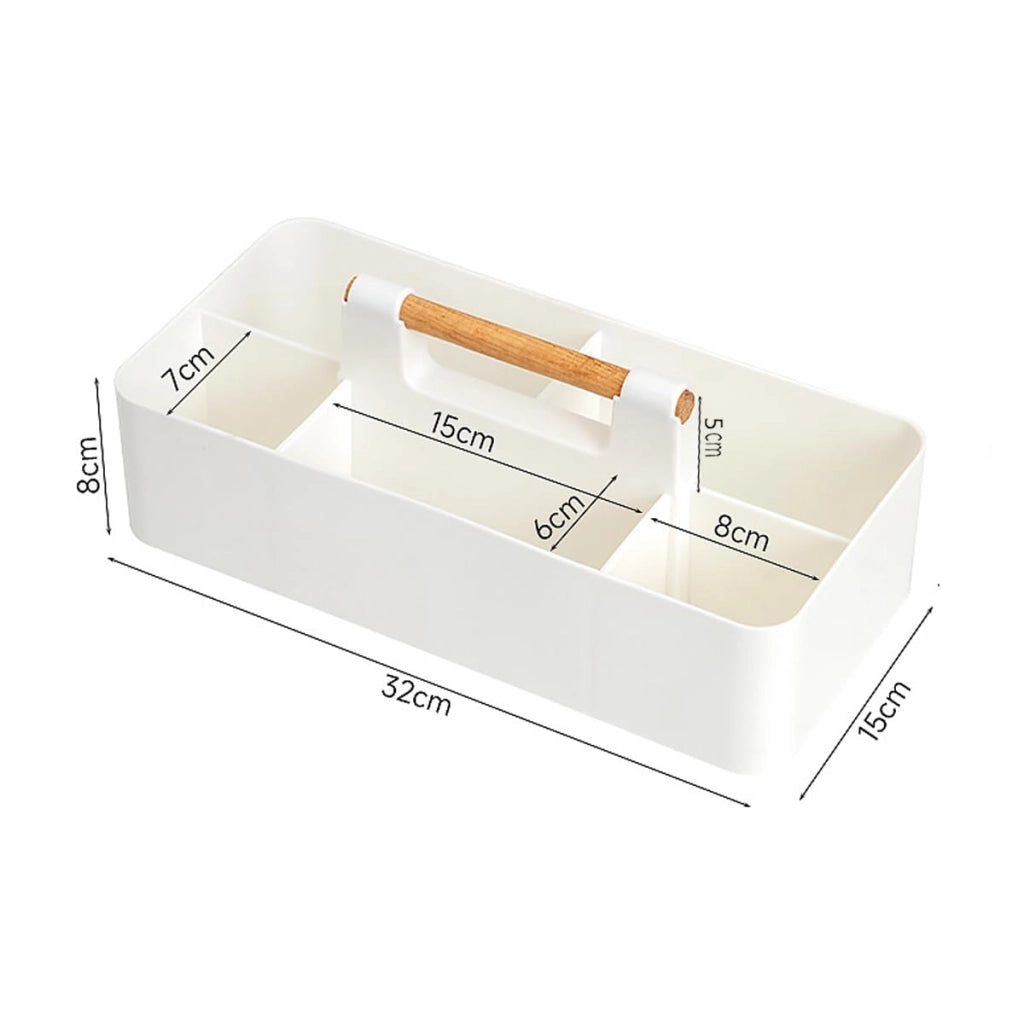 Contenitore impilabile con 5 scomparti, in plastica, bianco, 32x15x8 cm