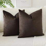 Set di 2 federe per cuscini in velluto, 45x45 cm, color cioccolato
