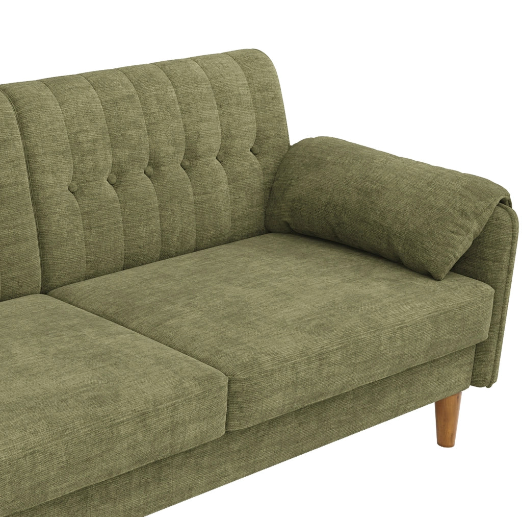 Divano 2 posti in ciniglia verde 161,5 x 79 x 83,5 cm, facile da montare