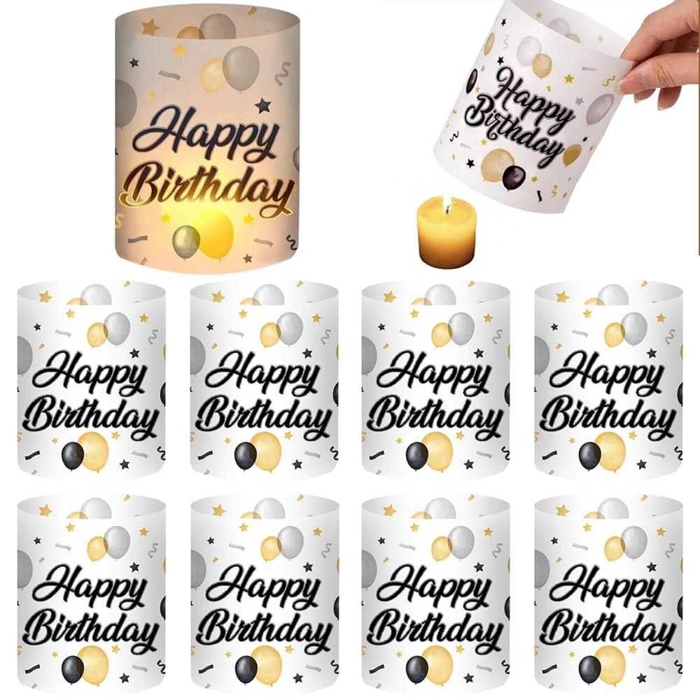 Set di 8 lanterne di plastica per compleanni, tipo lanterna da tavolo