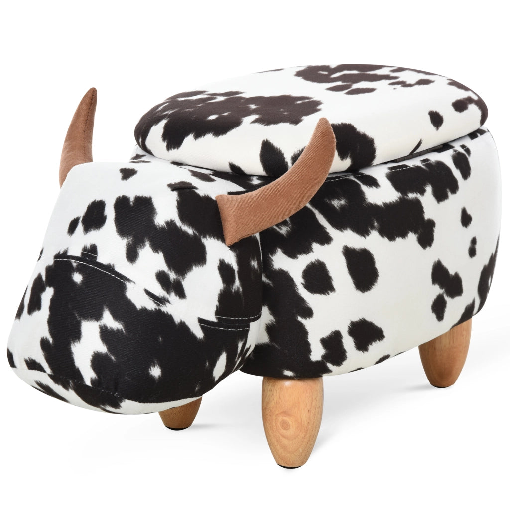 Pouf contenitore a forma di animale nero e bianco 62 x 35 x 36 cm
