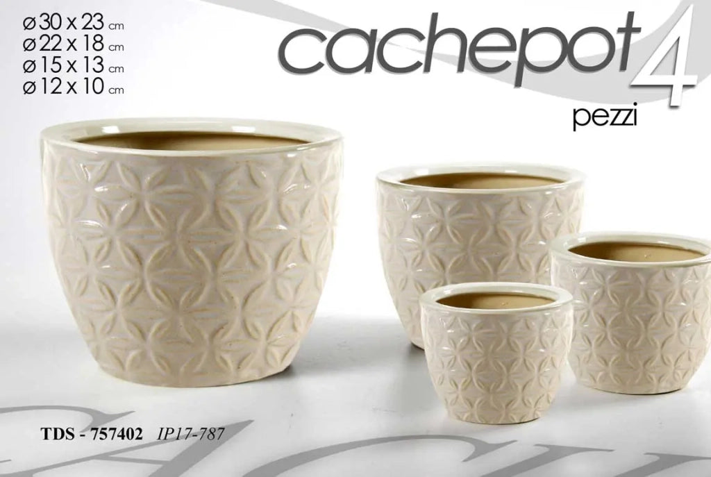 Set 4 cachepot tortora Ø29/21/15/12cm