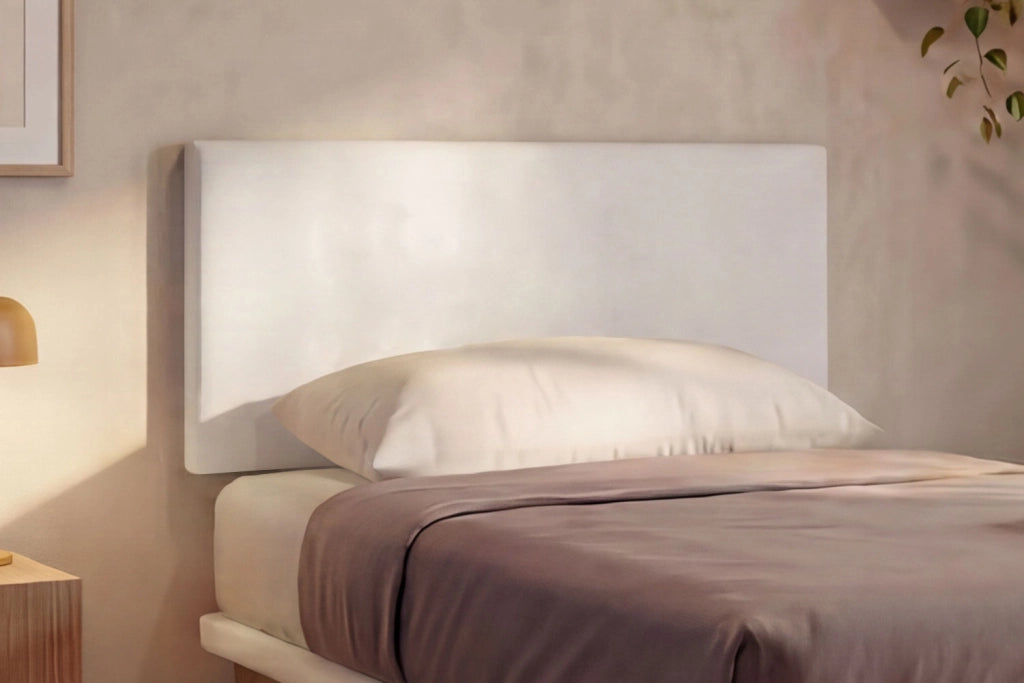 Letto 1 Piazza e Mezza con Rete Rivestita 120x190 cm Similpelle Bianco Tessis Testata Flat
