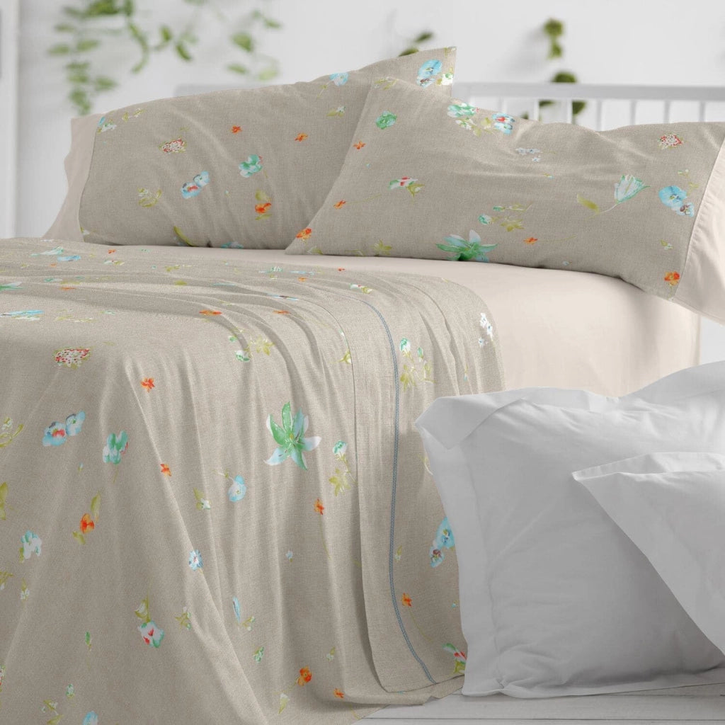 Set di lenzuola in cotone, dimensioni 90x190/200 cm, design 629, stile lino