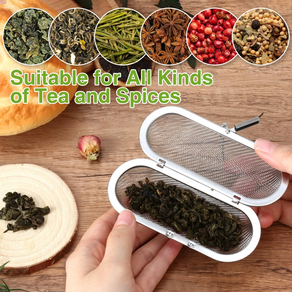 Set di 4 infusori per tè in acciaio inossidabile, riutilizzabili, con catena