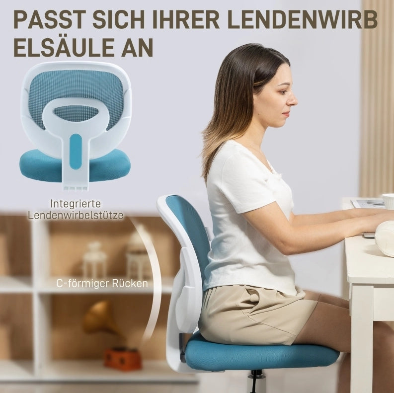 Sedia da ufficio ergonomica 59,5x53x81-89 cm in plastica blu, altezza regolabile