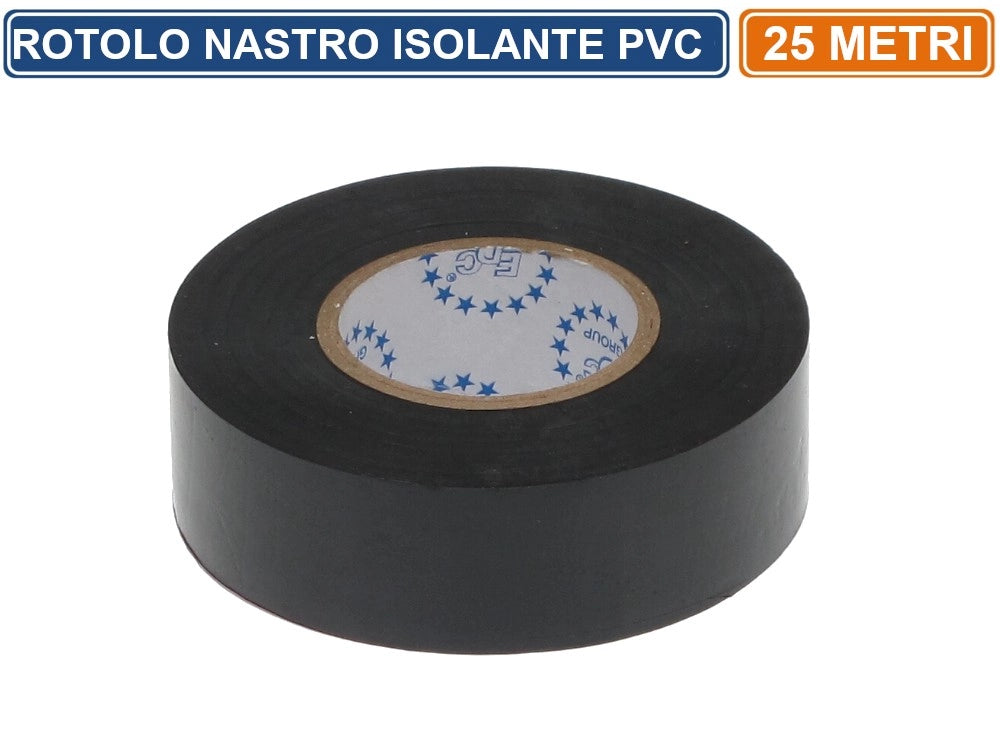 CONFEZIONE 5 PEZZI NASTRO ISOLANTE IN PVC NERO 25 METRI SPESSORE 0.13MM