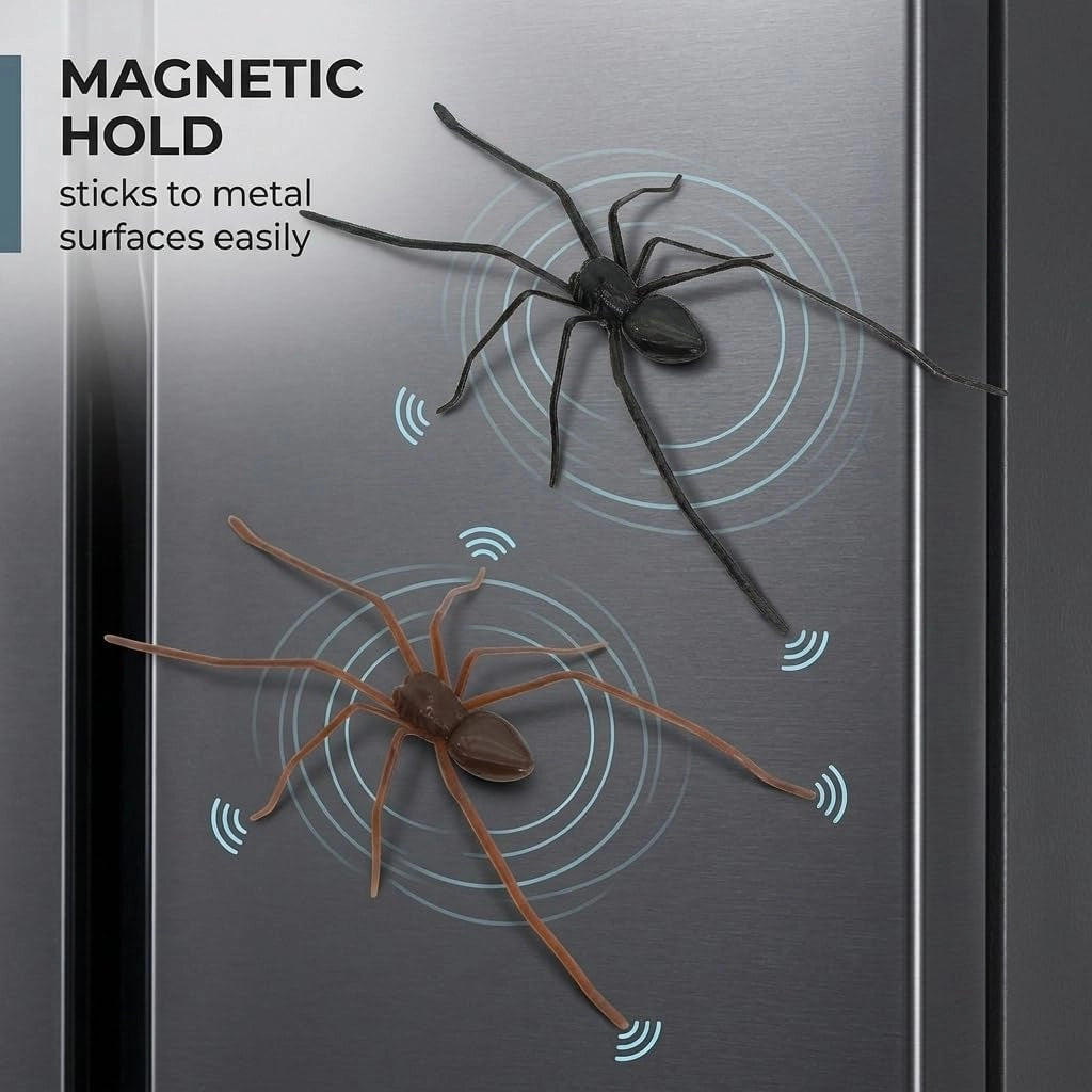 Set da 2 magneti a forma di ragno in 3D, neri e marroni, per frigorifero