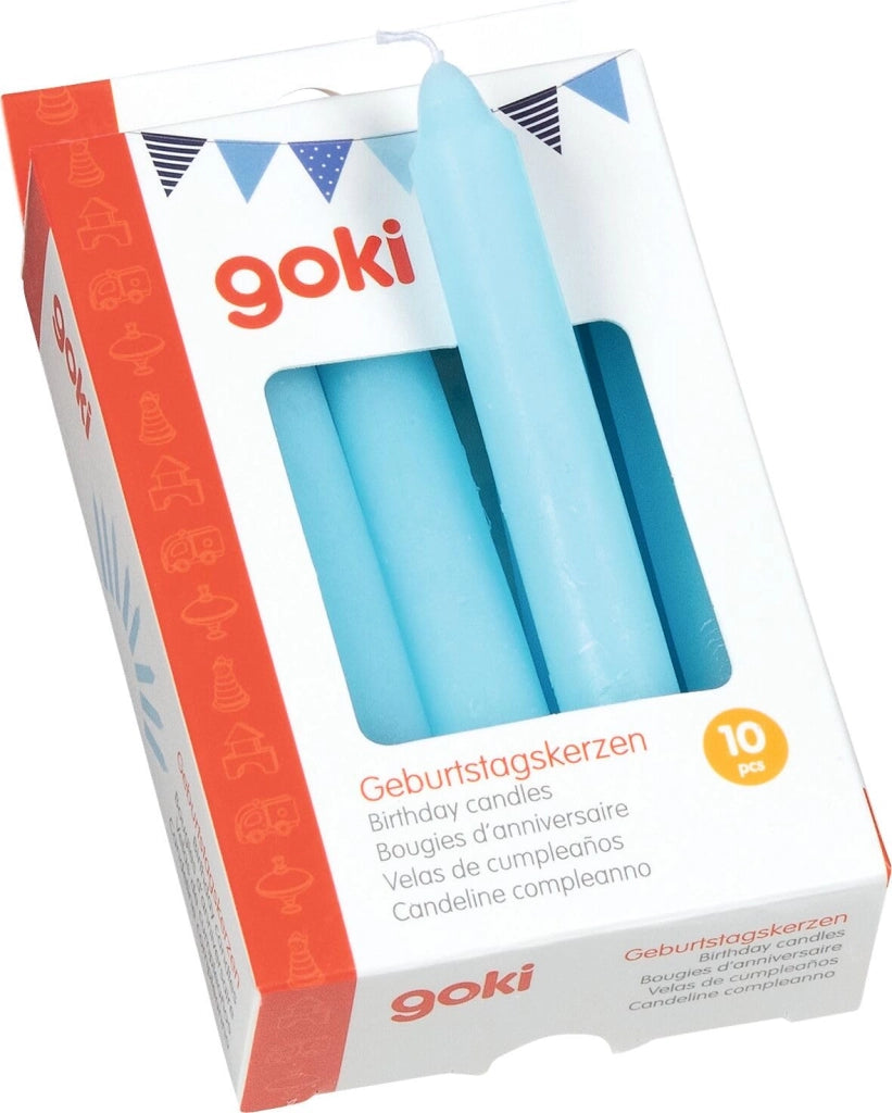 Set di candeline per compleanno, colore blu, 10 pezzi, 10 cm