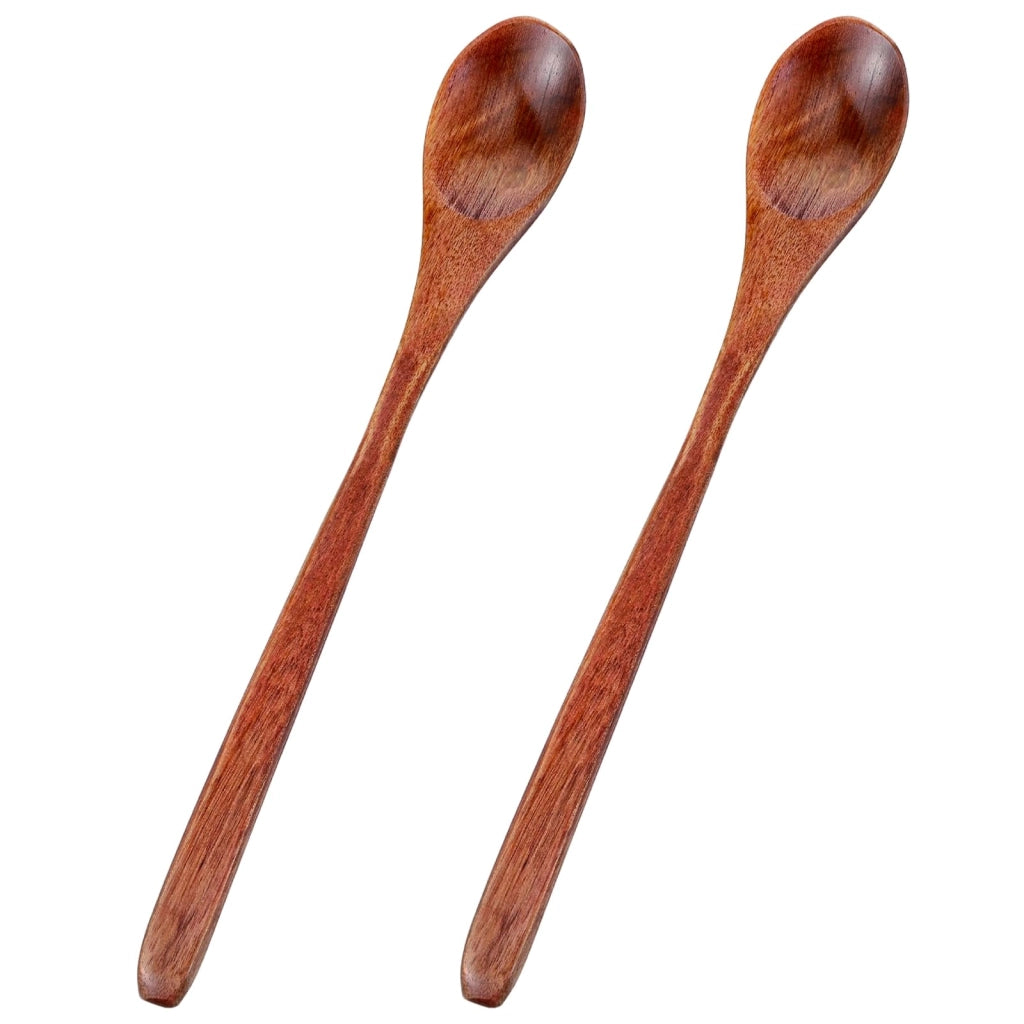 Set di 2 cucchiaini in legno di padauk, lunghezza 19 cm, realizzati a mano