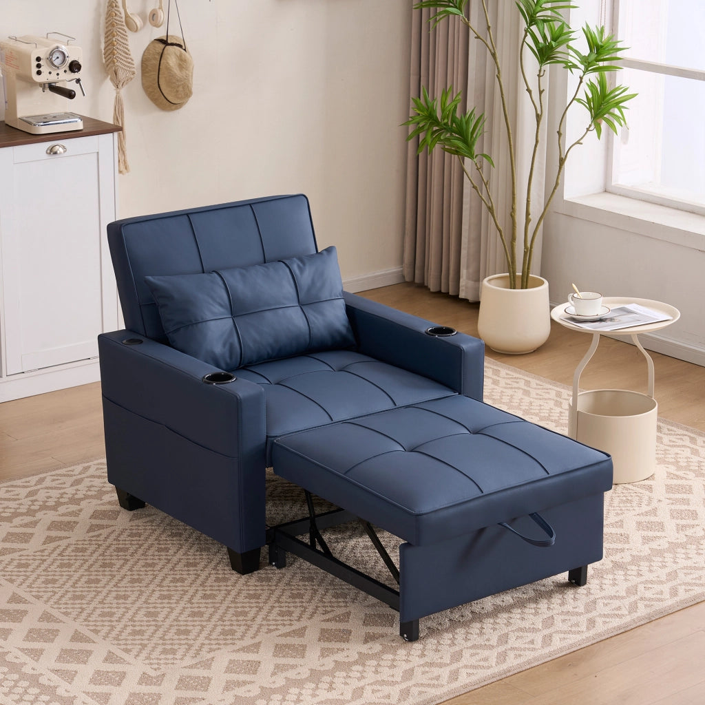 Poltrona trasformabile 3 in 1 blu con funzione letto