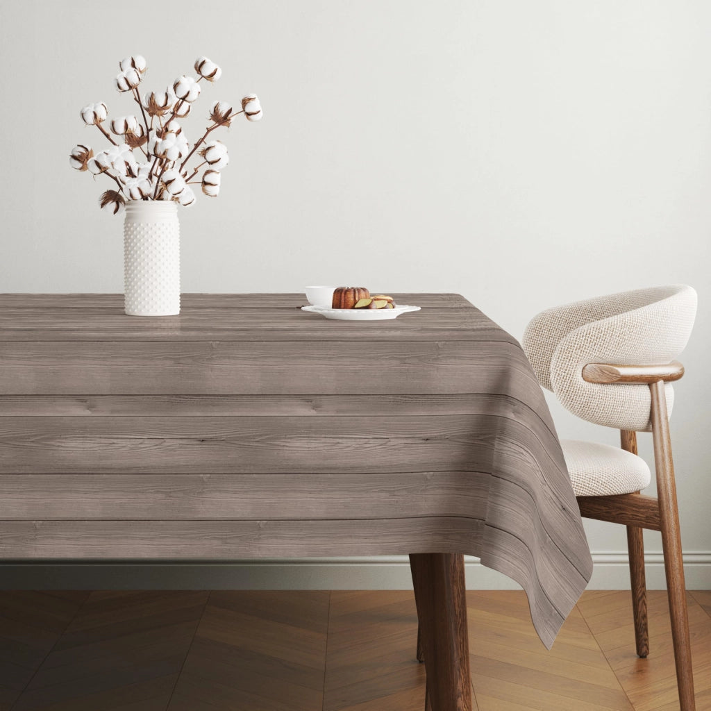 Tovaglia in vinile, effetto legno, color marrone, 140x140 cm