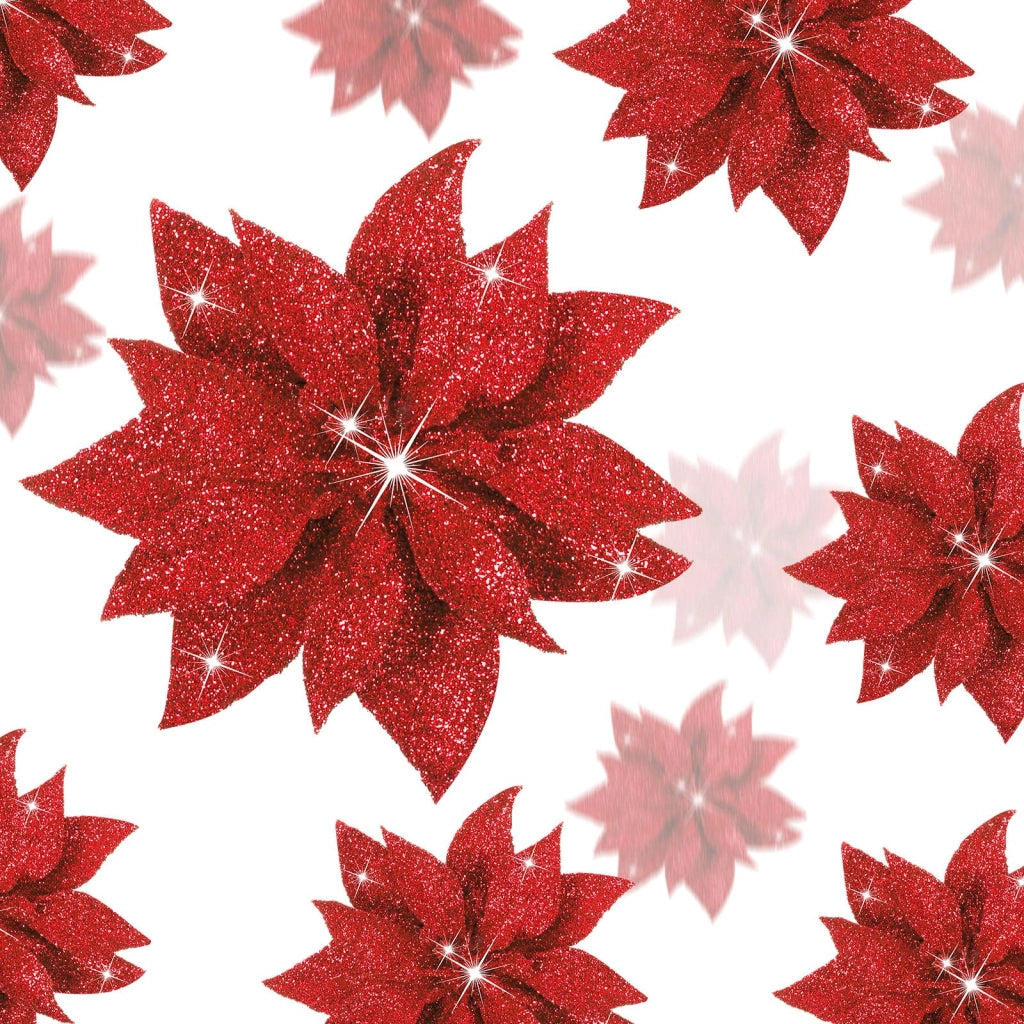 Fiori artificiali di Natale a stella, 36 pezzi, 3 dimensioni, colore rosso, con clip