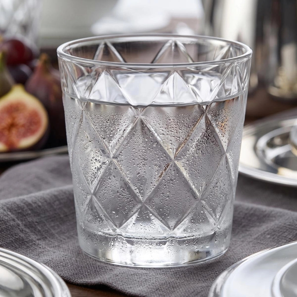 6 bicchieri per acqua Kaleido, capacità 250 ml, trasparenti, design geometrico