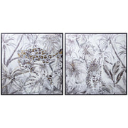 Set di 2 quadri con immagini di leopardi, cornice nera, dimensioni 80x3,5x80 cm