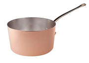 Padella in rame da 24 cm, stagnata, martellata a mano, con 1 manico